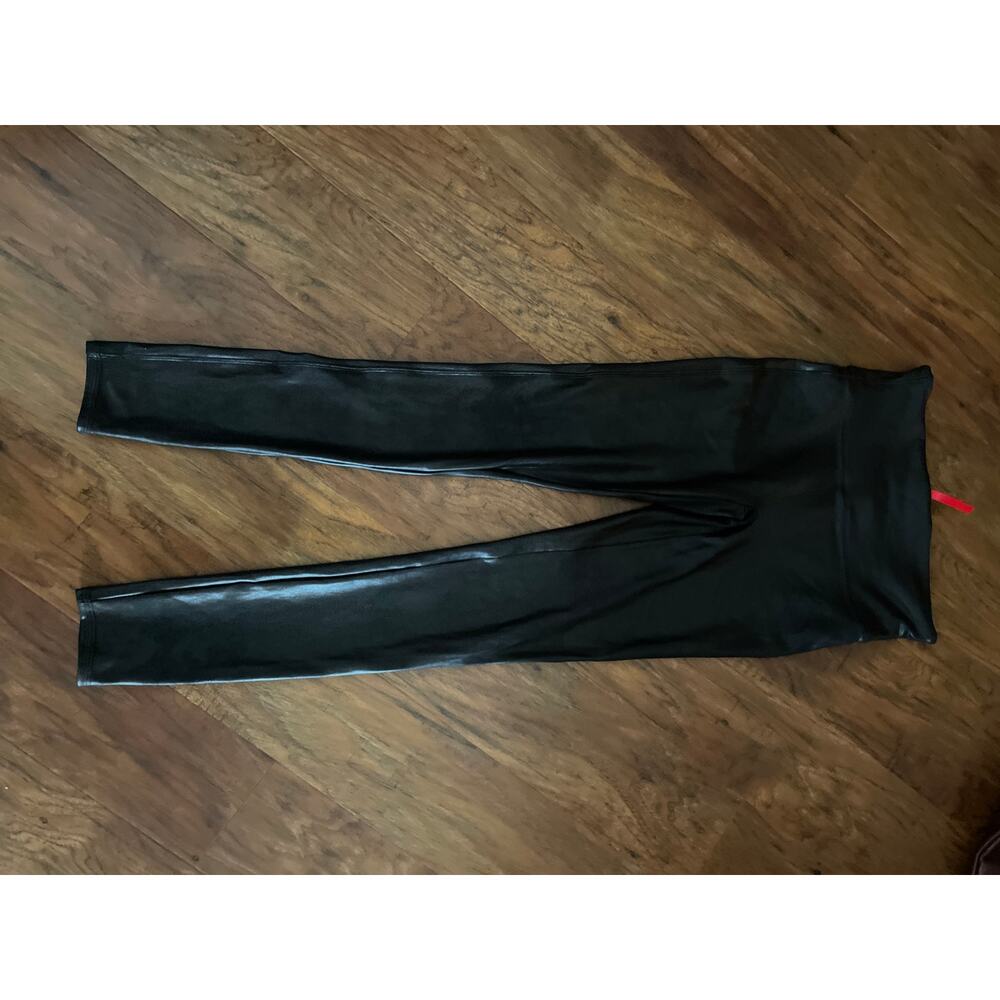 SPANX Faux Leather Leggings Black Pants High Rise Stretchy Biker Size Small s - Picture 4 of 4